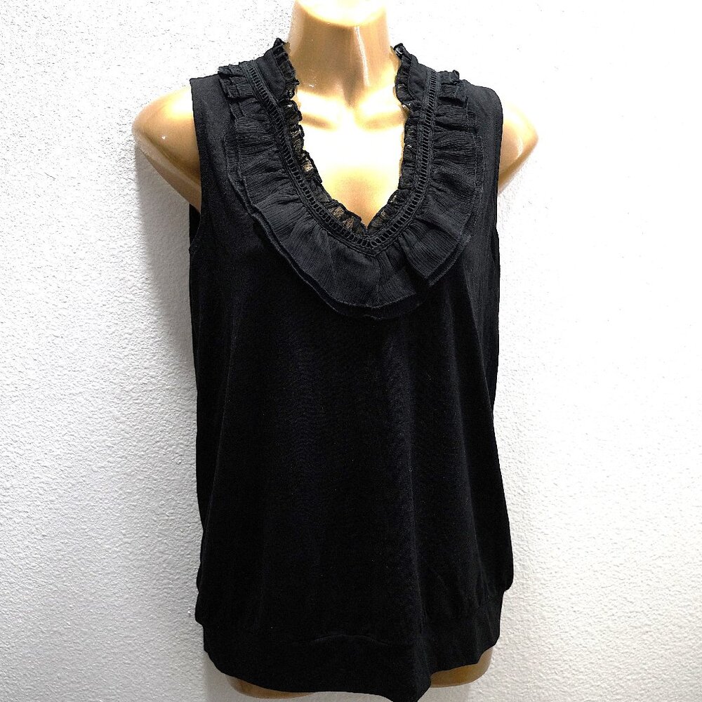 White House Black Market ruffle neck top size S